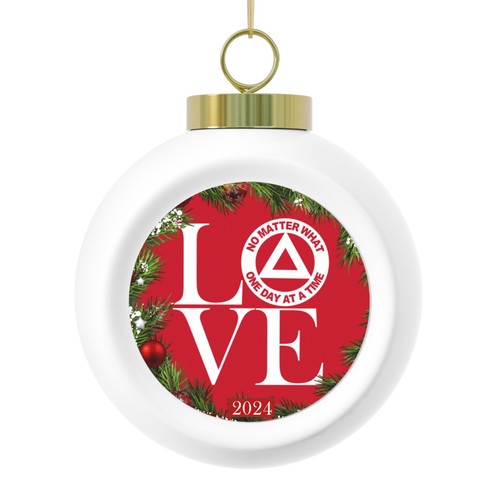 LOVE AA NA Triangle Circle Logo Alcoholics Addicts 2024 Sober Holiday Ornament - Picture 6 of 9