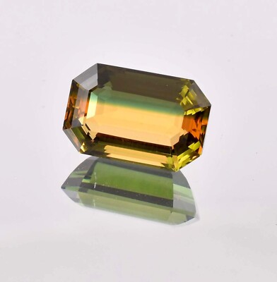 Flawless Natural 20 x 10 Bi-Color Yellow-Green Tourmaline GIT Certified Gemstone