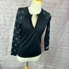 Roxy Black 1/2 zip rash guard long sleeve swim top surfer beach sz medium165/84A