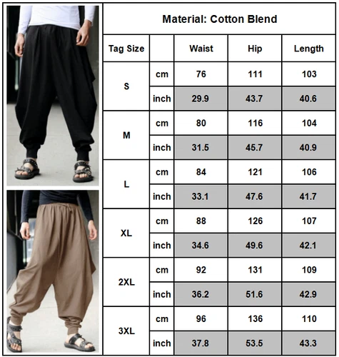 Hombres Pantalones Harén Cintura Elástica Sueltos Yoga Informales Sueltos Japoneses Samurai Pantalones~ - Imagen 2 de 25