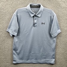 Under Armour Polo Shirt Mens Large Blue Performance Golf Rugby Casual Adult