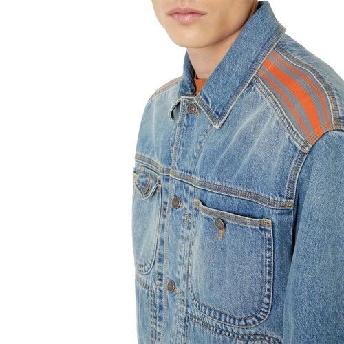DIESEL D BAS 0EIAW Mens Trucker Jacket Long Sleeve Cotton Denim Jacket Blue NEW - Picture 3 of 6