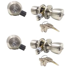 J & D Lock Mobile Home Stainless Steel Exterior Door Lock and Deadbolt Set (2