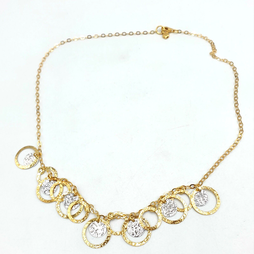 COLLANA VINTAGE COLLIER PENDAGLI IN ORO MASSICCIO 2 COLORI 18K MADE IN ITALY - Foto 6 di 9