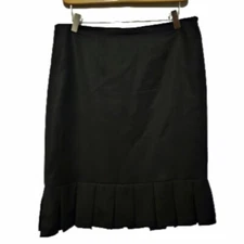 Holt Renfrew black wool pleated mini pencil skirt size 10 for 32 waist
