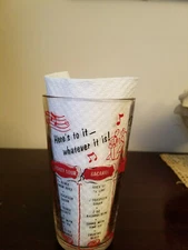 Vtg Drink Glass Mixer Cocktail Bar Ware Music Notes Red Print - Recipes
