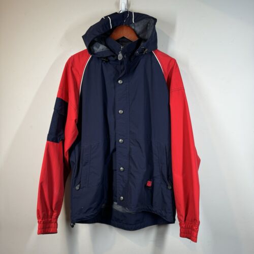 Ski-Doo Skidoo Bombardier Mens Sz M Red Blue Full Zip Windbreaker Hooded Jacket - Picture 2 of 23