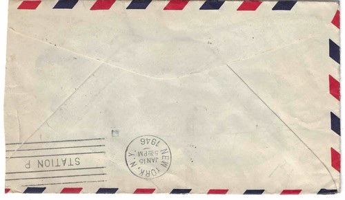 US Sc # 905 (2)with unusual several auxiliary markings from mailed MO to NY-DPO - Picture 4 of 5