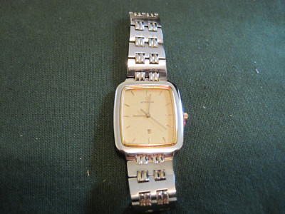 #53 mans stainless steel and gold plate ETERNA date quartz watch