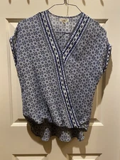 Max Studio Boho Top Blue Size XS Hi-Low Hem