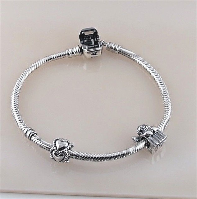 Pandora ALE Barrel Clasp & Charms Bracelet Silver 925 Size 7.25" eBay