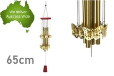 65cm Gold Bell and Butterfly Wind Chime Tube Natures Melody Hanging Decor Garden