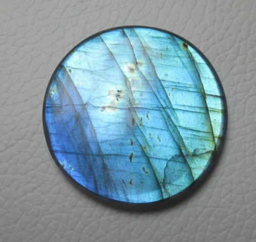 Natural Blue Labradorite Cabochon Round 49.35 Ct Loose Flat back Gemstone H 1946 - Picture 3 of 6
