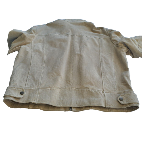 Vintage EMC Wildleder Motorrad Reißverschluss Jacke Größe Large Farbe hellbraun gepolsterte Ellbogen (C - Bild 15 von 24