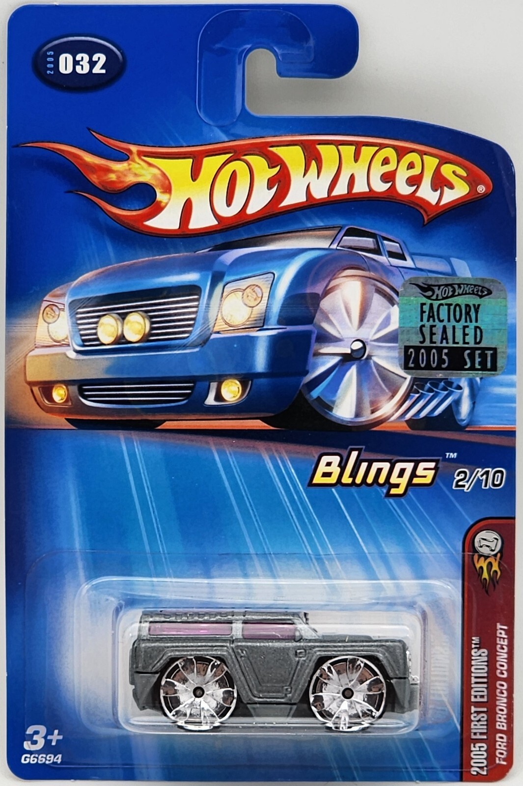 HOT WHEELS 2005 FACTORY SET 1 OF 1,000 FIRST EDITIONS BLINGS FORD BRONCO CONCEPT