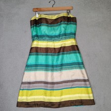 Banana Republic Dress Womens 10 Multicolor Striped 100% Silk Strapless Y2K Retro