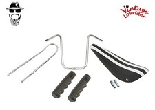 20" VINTAGE LOWIRDER BLACK/WHITE BANANA SEAT W/BLACK GRIPS SISSYBAR HANDLEBAR