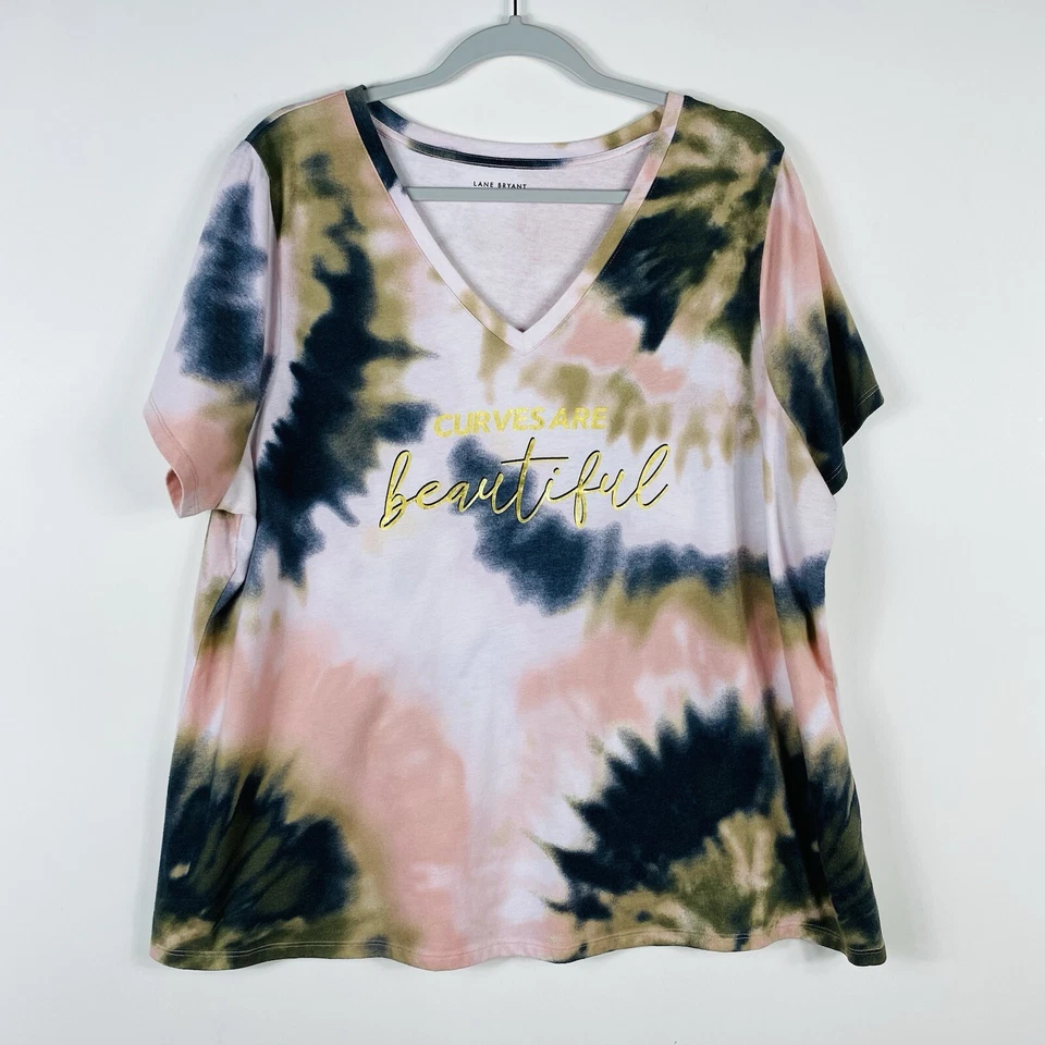 Camiseta Top Lane Bryant Talla 18 20 Tie Dye Curves Are Hermosa Gráfica Clásica Foto 3 de 4