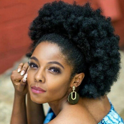 10'' large Afro Puff Kinky Curly Drawstring Ponytail Bun Synthetic Hair for Women