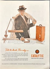 Catalytic Construction Engineers Drafting Table Philadelphia Vtg Print Ad 1961