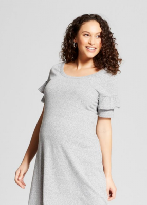 ISABEL MATERNITY by Ingrid & Isabel Knit Ruffle Sleeve T-shirt Dress - Grey  NEW! | eBay