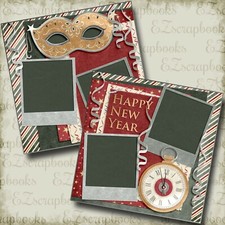 Happy New Year Red - New Year's - 2 Premade Scrapbook Pages - EZ Layout 4560