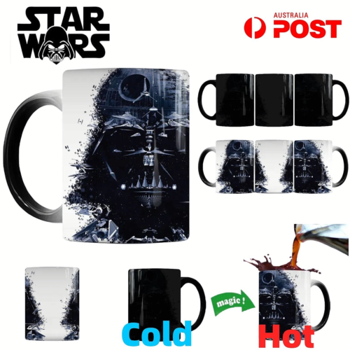 STAR WARS Heat Change Mug Black Knights Magic Colour Changing Coffee Tea Cup AU - Afbeelding 1 van 9