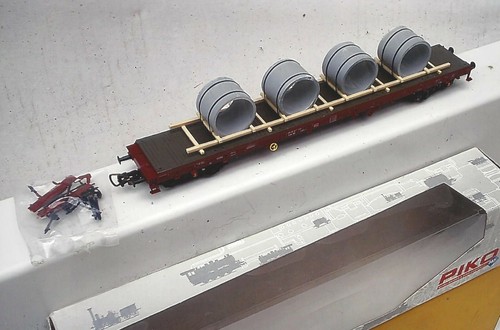 H0 PIKO 54805 Flachwagen 4achs Rs669 beladen mit 4 Betonröhren DB AG EpV | Condition: Gebraucht