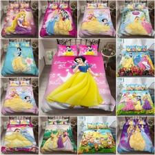 ⭐Disney Princess Girls' 3D Bedding SET Duvet Cover Single Double King Gifts UK＆*