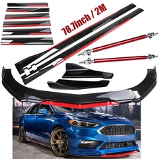 Front Bumper Lip Splitter Spoiler Side Skirts Glossy+Black For Ford Fusion 06-23