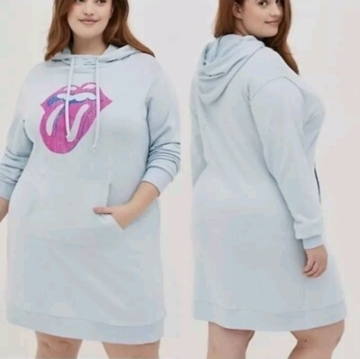 Torrid Rolling Stones Hooded Terry Cloth Dress kangaroo Pocket Plus Sz 1 X 14/16