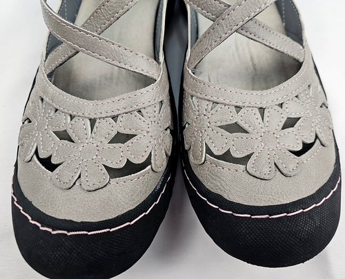 JBU by Jambu Memory Foam Women's Sz 9M Wildflower Mary Jane Sandals Gray w pink - Picture 13 of 15