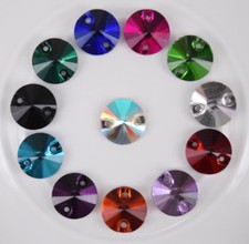 100 pcs Sew On Crystal Flat back Round Faceted Color Glass Rhinestone Jewels
