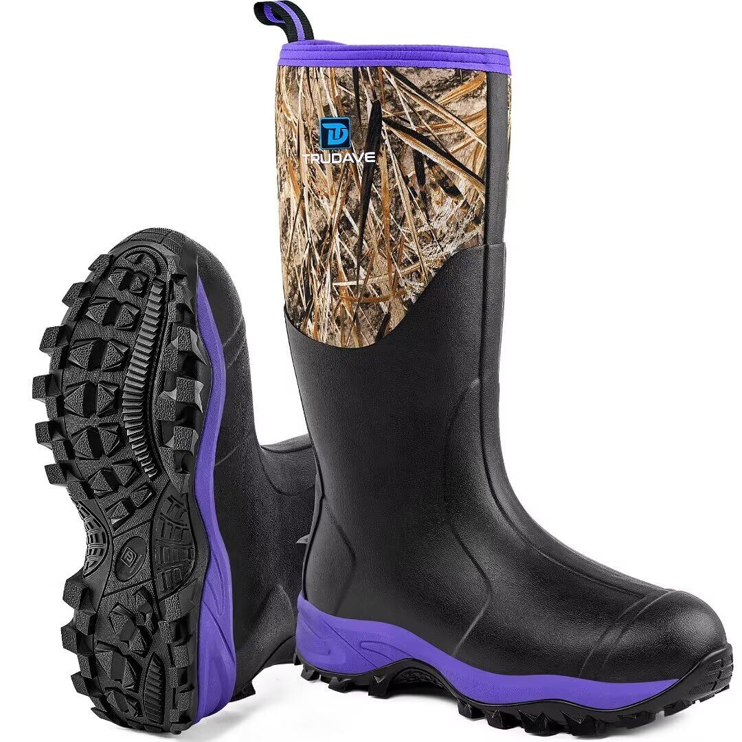 Rubber Boots for Women with Steel Shank, Waterproof Insulated Mud