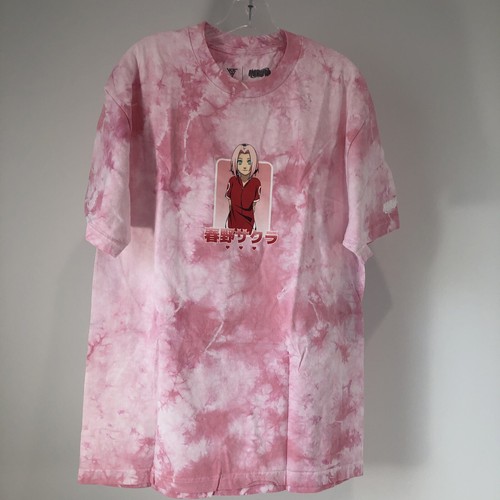 Naruto Mens Short Sleeve Tie-Dyed Sakura Graphic T Shirt Pink Size Large New