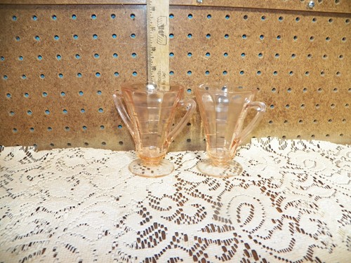 Azúcar y crema vintage ANCHOR HOCKING bloque óptico rosa depresión patas de vidrio - Imagen 4 de 4