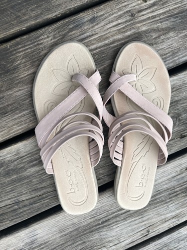 Boc Womens 10M Alisha Strappy Toe-Loop Sandals Pink Faux Leather Casual Z40198