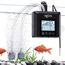 SEAOURA Battery Powered Aquarium Air Pump USB Rechargeable Portable Black