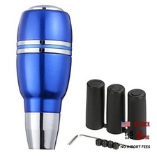 4 Push Button Gear Shift Knob Polished Car Shifter Grip Handle - Alloy Blue