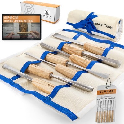 High-Quality Wood Carving Tools Set of 7 Chisels and Gouges with Ca... Fast Ship