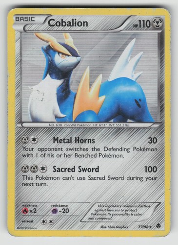 Cobalion 77/98 Holo Rare Emerging Powers Pokemon Heavily Played
