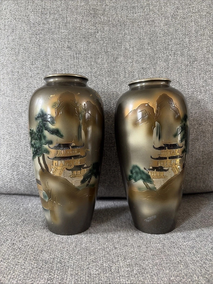 黄铜多色日本古董花瓶| eBay