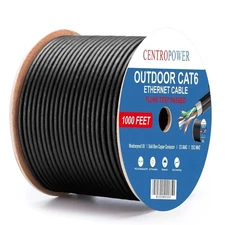 Cat 6 Outdoor Direct Burial Ethernet Cable 1000 ft - Waterproof, UV, Complies...