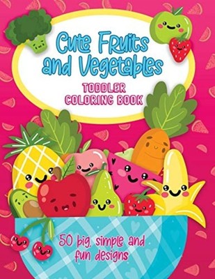 Cute Fruits and Vegetables Toddler Coloring Book: 50 Bi -  NEW Purple Pumpkin  2