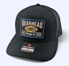 Vintage Gearhead Garage Co Patch On Richardson 112 Snapback Trucker Hat Black