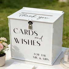 White Acrylic Card Box Slot Lock Wedding Engagement Anniversary Gift Box