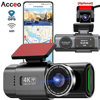 Dash Cam 4K UHD Aufnahme Auto Kamera DVR Nachtsicht Videorekorder WLAN GPS