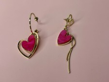 Pink  Gold Asymmetrical Heart Dangle Drop Earrings. New never Worn