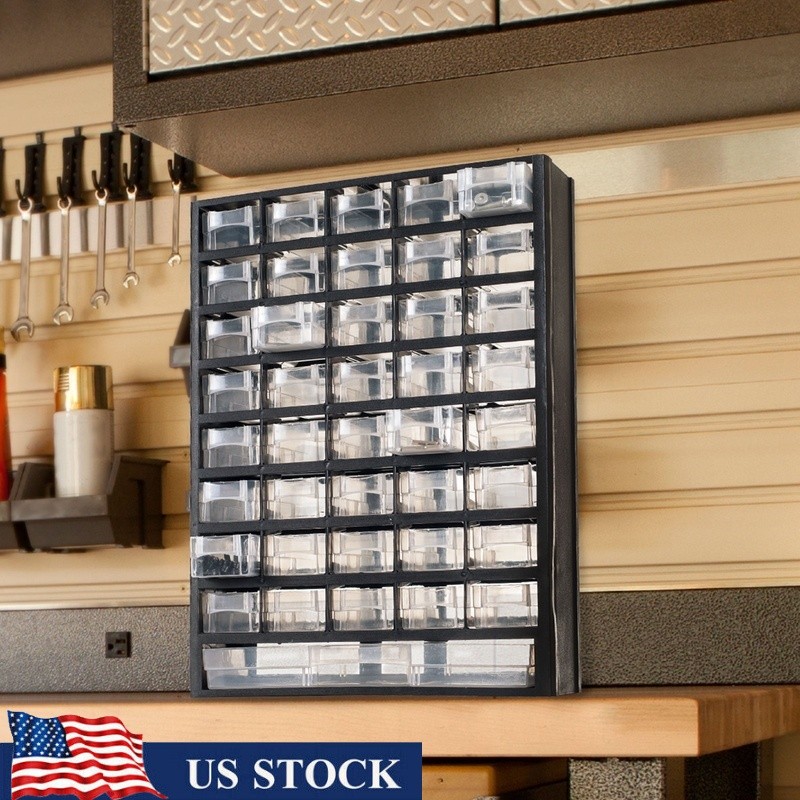 41-Compartment Plastic Storage Drawer Organizer for Tools, Crafts & Small Parts
