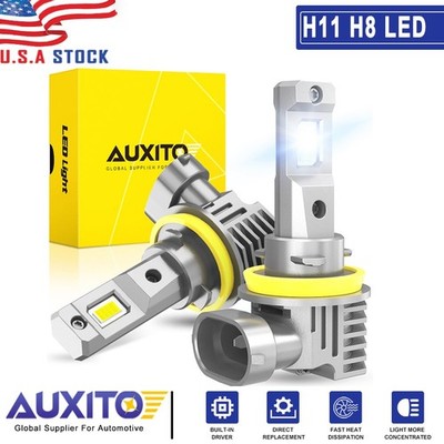 AUXITO H11 H9 H8 100W LED Headlight Bulbs Low Beam 6000K 40000LM Pure White 2PCS